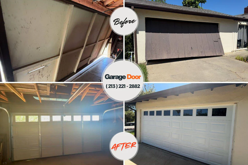 Before and after: garage door repair Cuartelez, NM